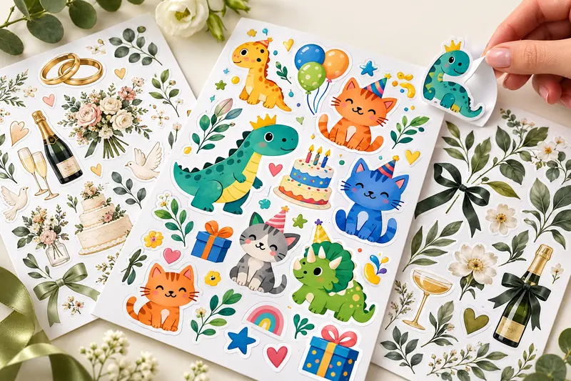 Ejemplos de plantillas de stickers personalizados para eventos
